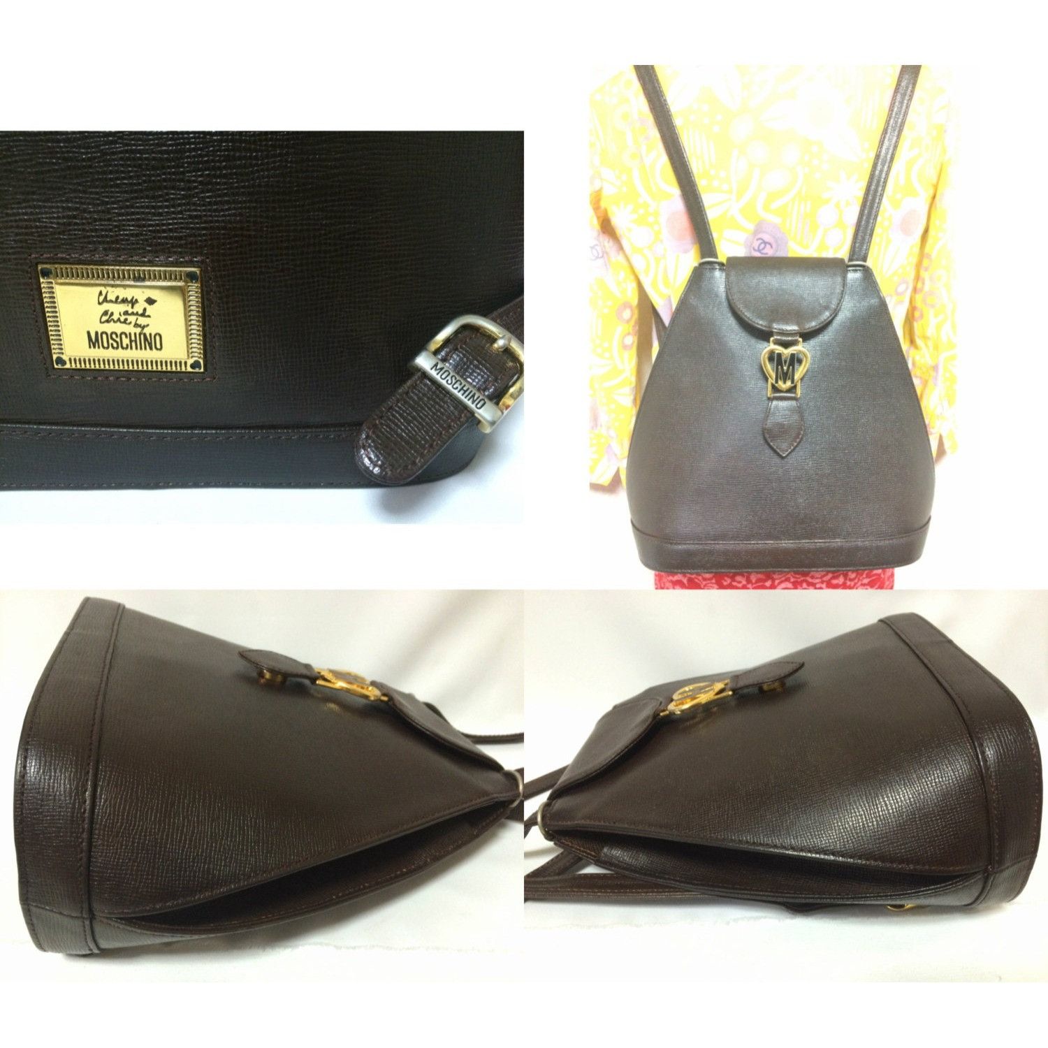Moschino Vintage MOSCHINO genuine dark brown leather backpack Size ONE SIZE - 3 Thumbnail