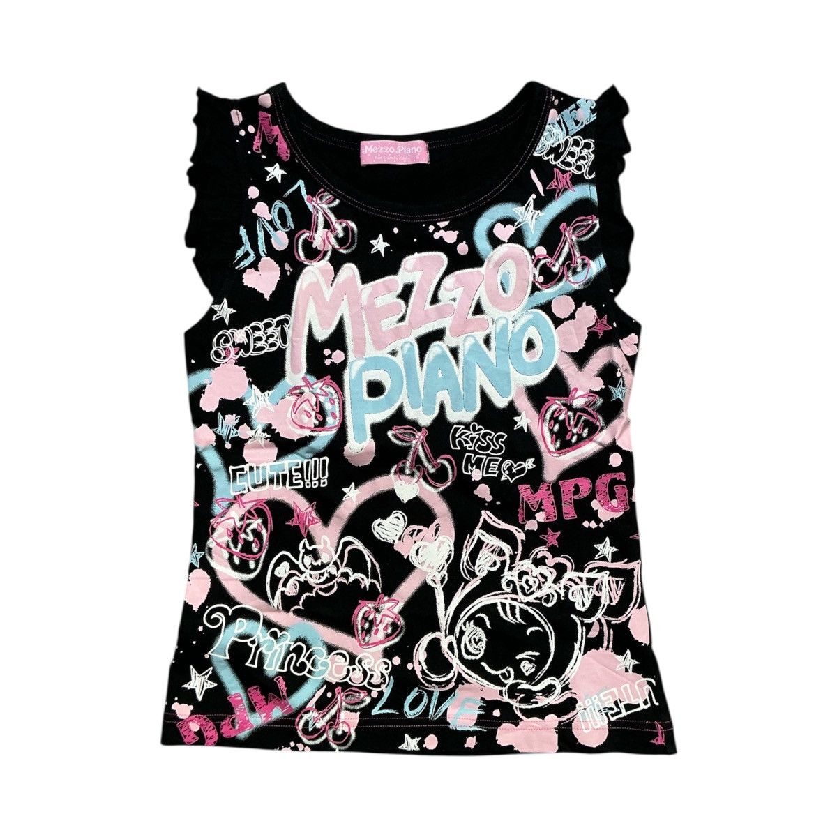 Angel Blue Y2K Mezzo Piano Graffiti Top Size XS / US 0-2 / IT 36-38 - 2 Thumbnail