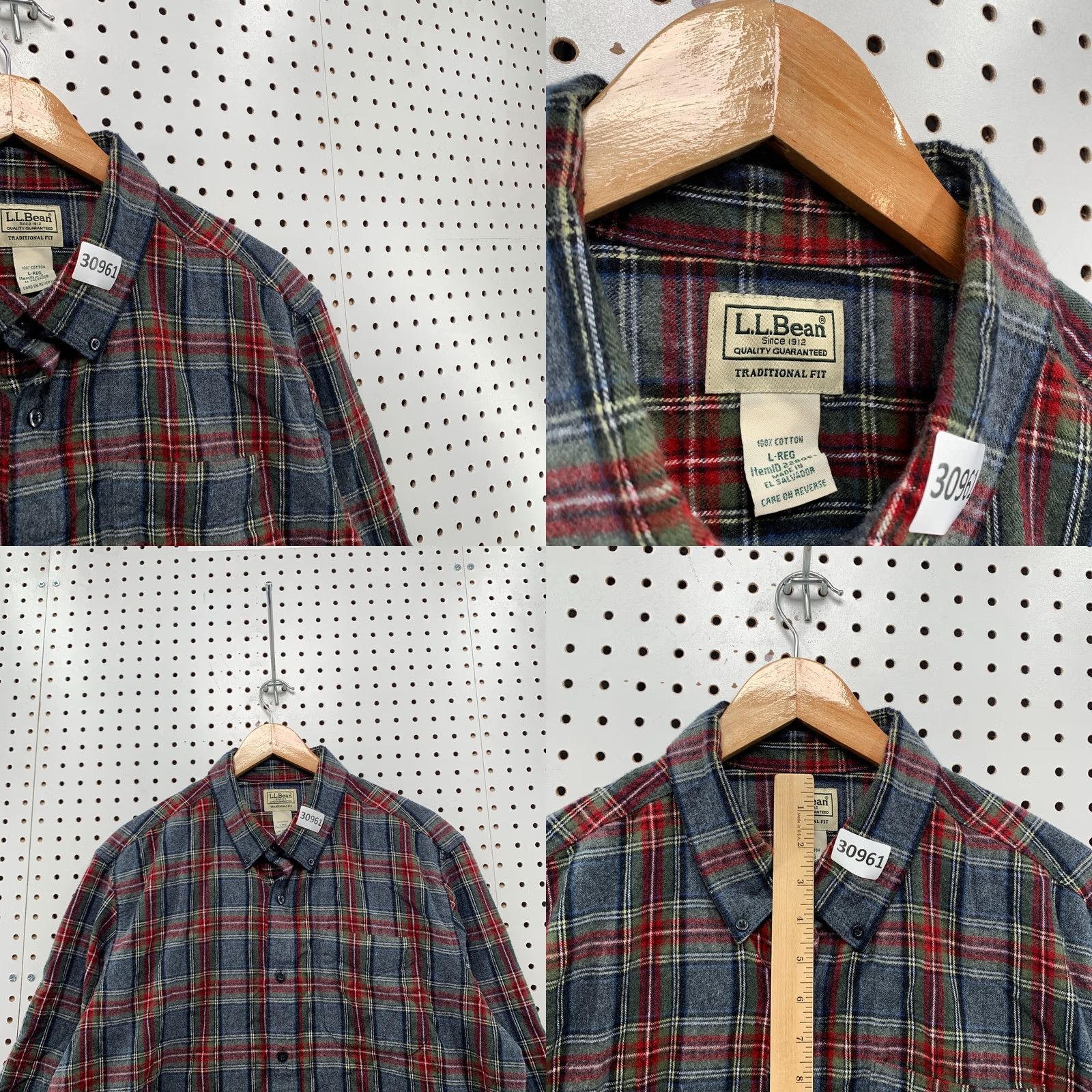Vintage VINTAGE LL Bean Button-Down Pocket Flannel Shirt Mens Large Gray Red Plaid 25X30.5 Size US L / EU 52-54 / 3 - 8 Thumbnail