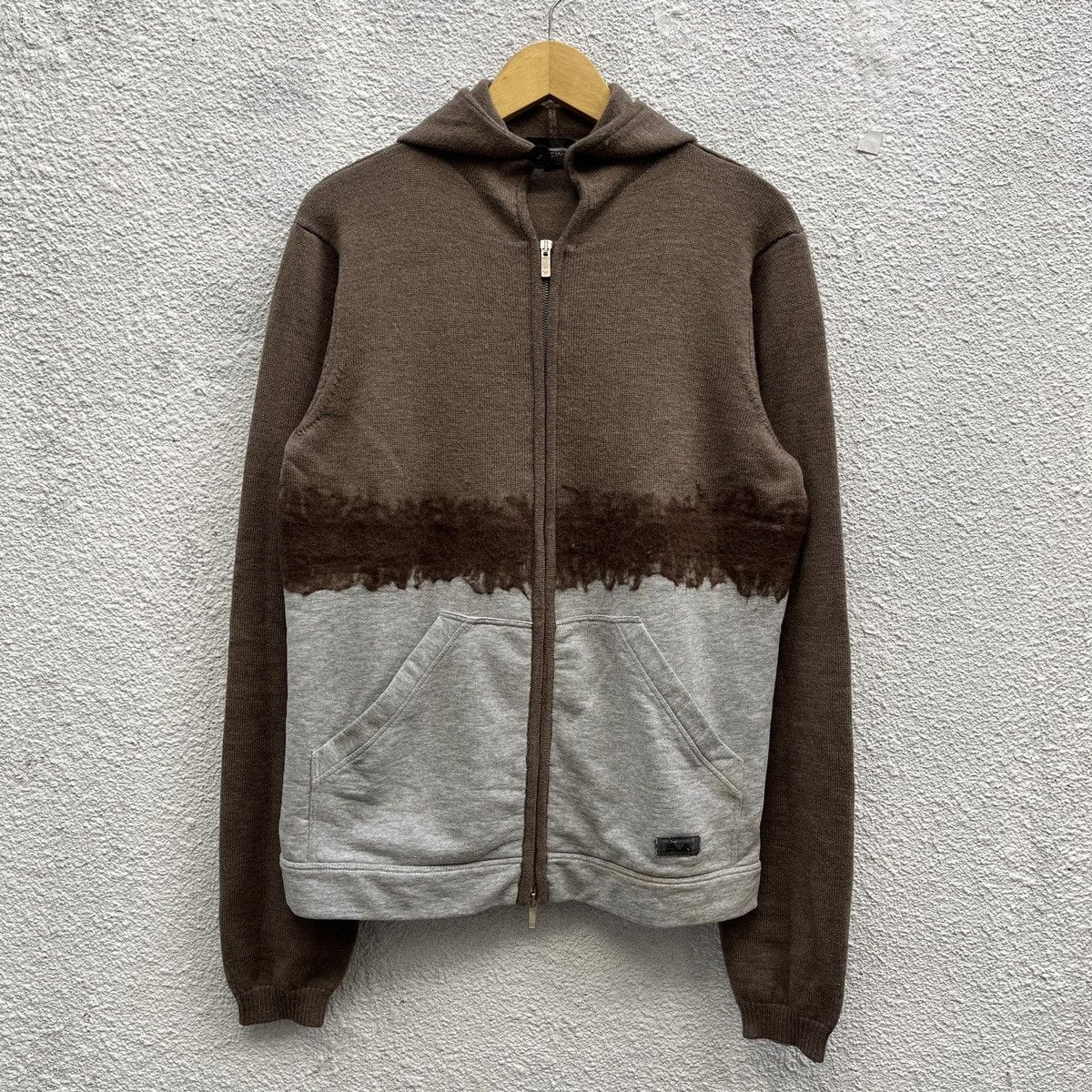 Emporio Armani 00’s Emporio Armani Hybrid Knitted Hoodie Size US M / EU 48-50 / 2 - 1 Thumbnail