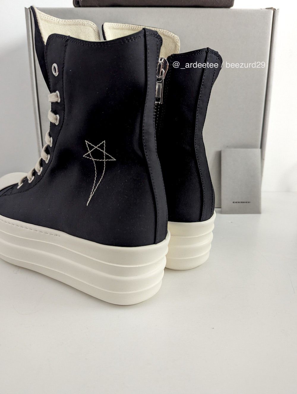 Rick Owens Drkshdw *NEW* SS20 PENTAGRAM DOUBLE BUMPER RAMONES HIGH BLACK Size US 8 / EU 41 - 7 Thumbnail
