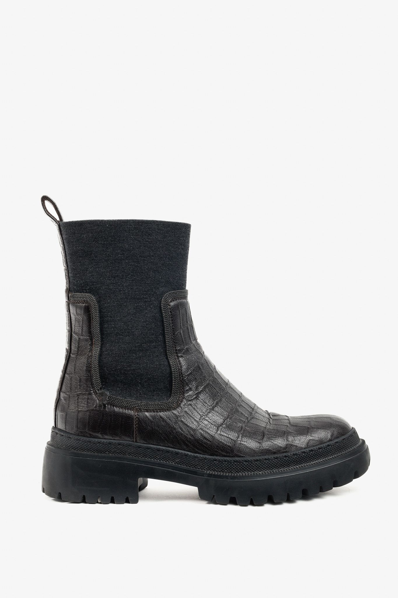 Brunello Cucinelli Brunello Cucinelli Monili Croc-Effect Leather Chelsea Boots Size US 9 / IT 39 - 1 Thumbnail