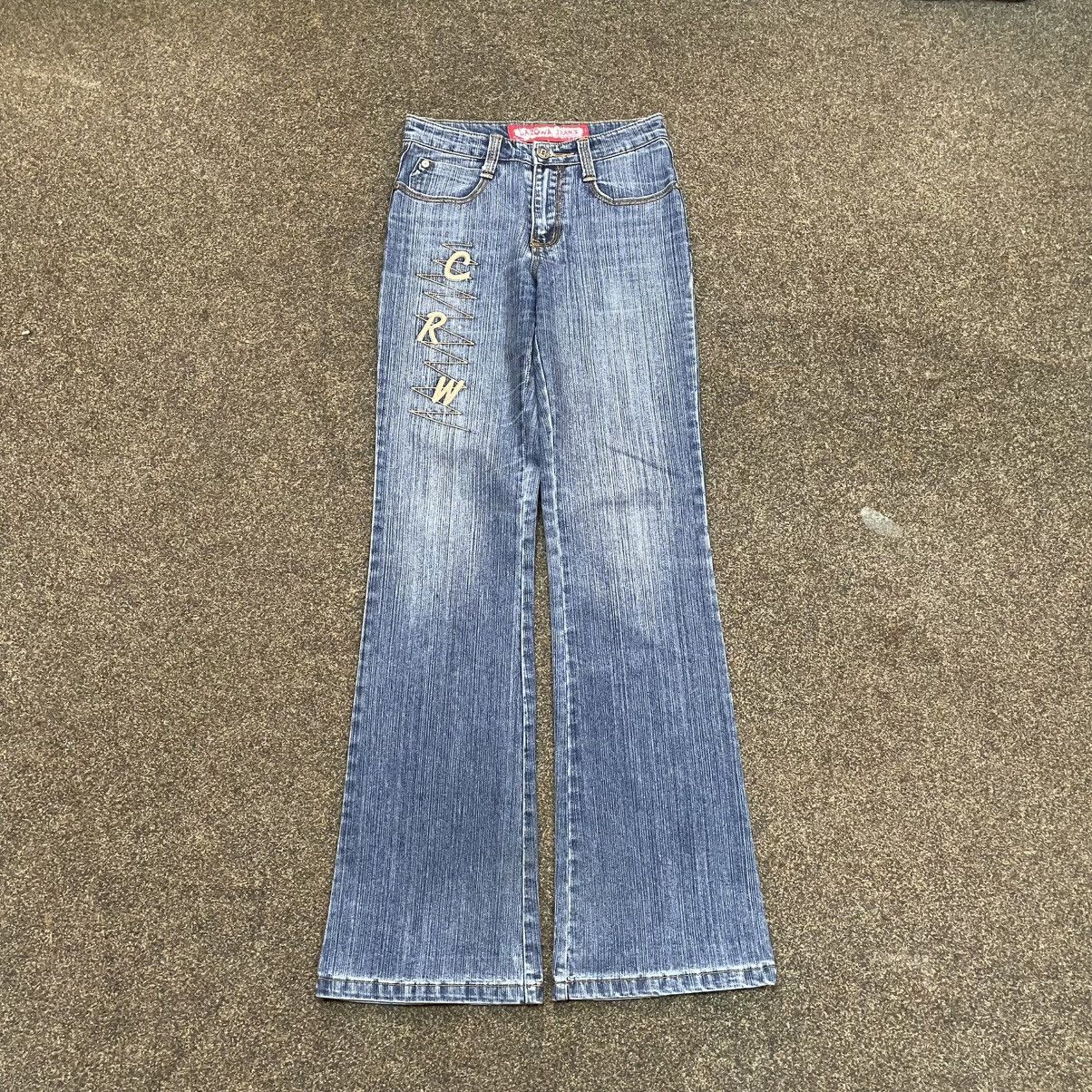 Vintage Vintage Y2K Baggy Wide Leg Distressed Jeans Skate Flared Size 34" / US 12 / IT 48 - 1 Thumbnail