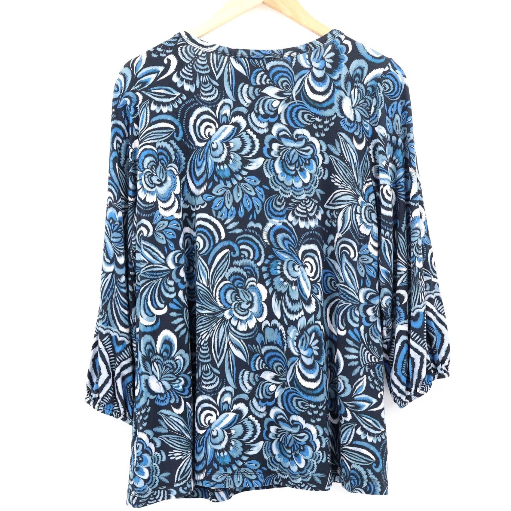 Johnny Was Johnny Was Womens The Janie Favorite Puff Sleeve Knit Tee Beathery Blue Sz L NEW Size L / US 10 / IT 46 - 2 Thumbnail