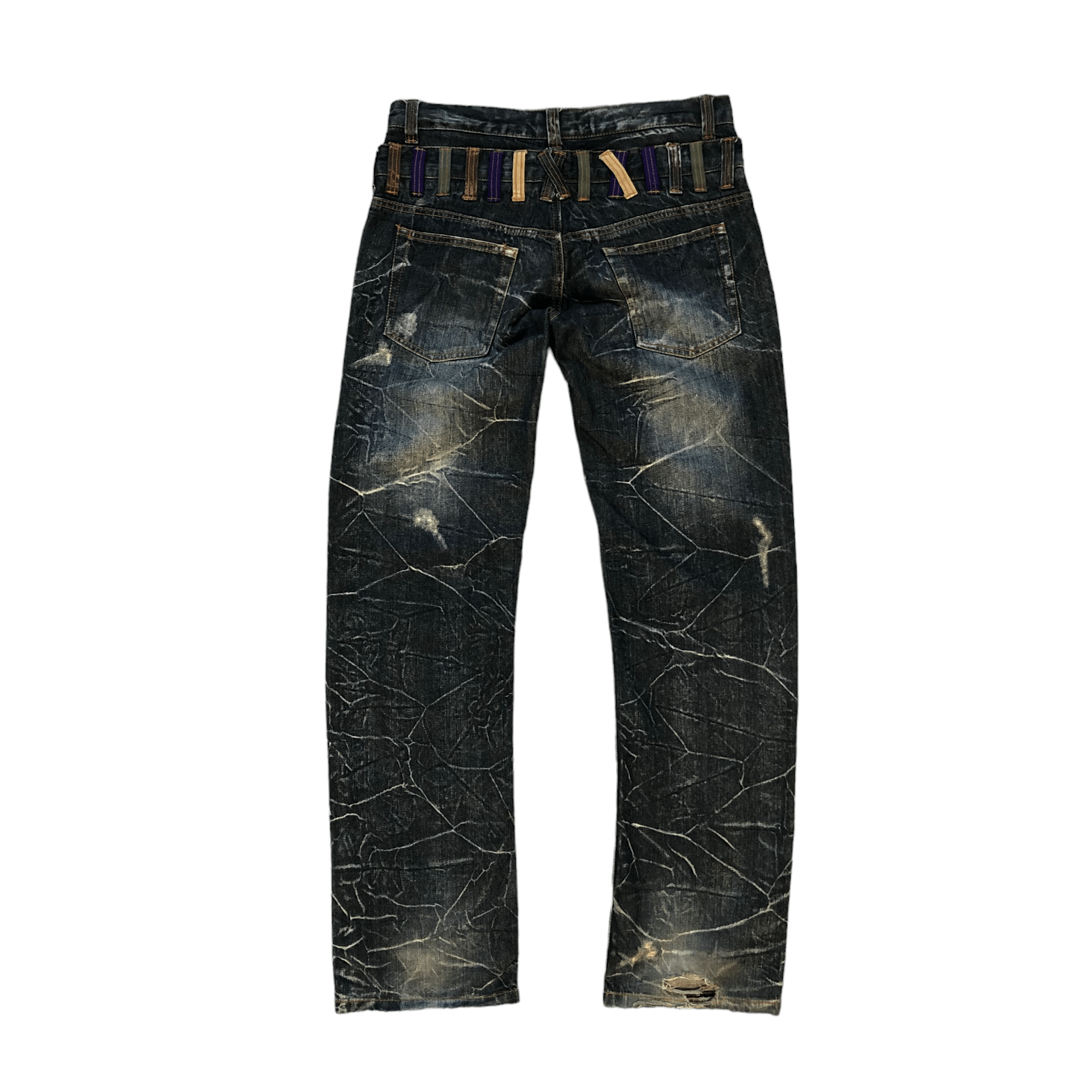 Japanese Brand NYLOUS LIMITED EDITION DOUBLE WAIST DENIM PANTS #5981-216 Size US 33 - 13 Thumbnail