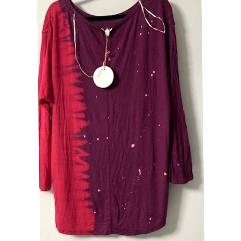 Vintage Umgee Long Sleeve Tunic Top - Purple Red Tie Dye Size M / US 6-8 / IT 42-44 - 2 Thumbnail