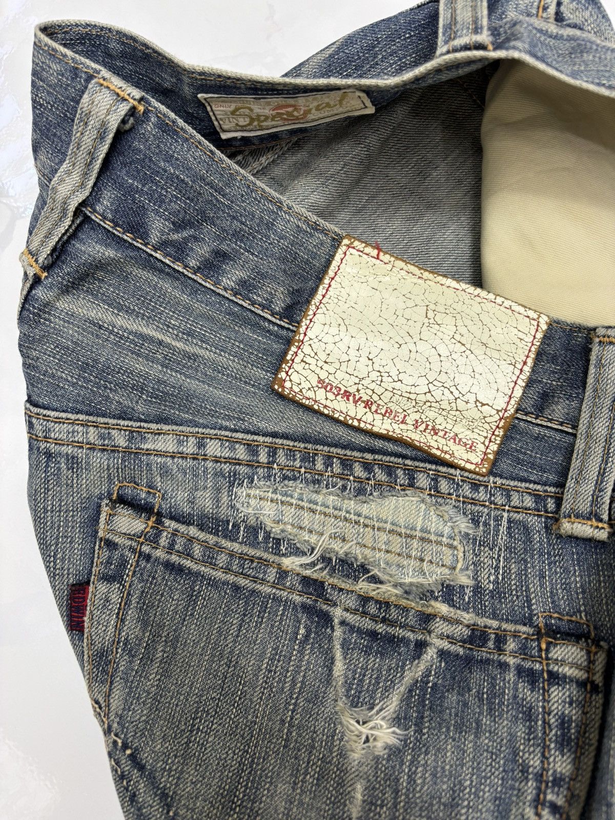 Kapital Edwin 503 Rebel Vintage Mud Wash Distressed Denim Jeans Size US 35 - 11 Thumbnail