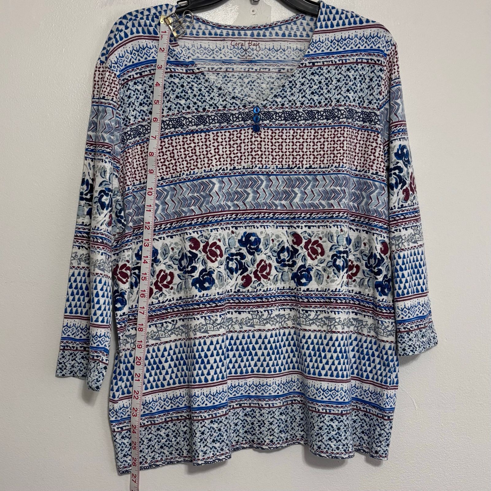 Other Coral Bay Boho 3/4 Sleeve Top Size XL Size XL / US 12-14 / IT 48-50 - 3 Thumbnail