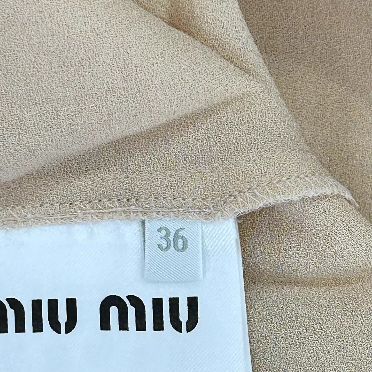 Miu Miu MIUMIU Women's Sleeveless Lace Blouse Beige Size XS / US 0-2 / IT 36-38 - 5 Thumbnail