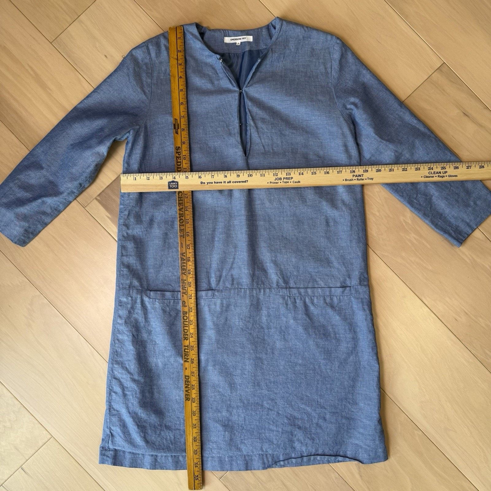 Emerson Fry Emerson Fry Chambray Mod Dress Women's Small Blue V Neck Size S / US 4 / IT 40 - 2 Thumbnail