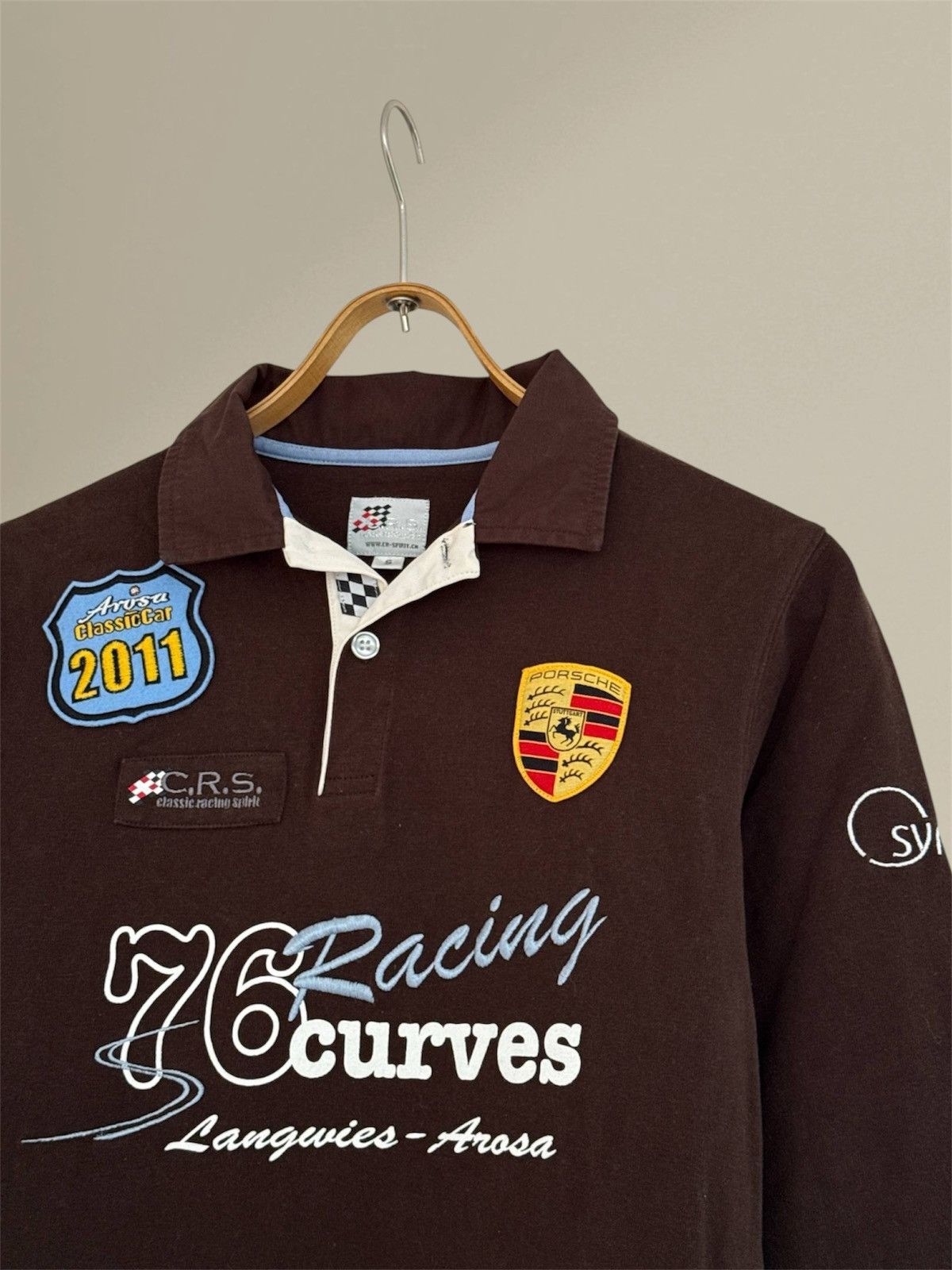 Porsche Design Vintage Porsche Racing 76 Curves Arosa 11’ Brown Rugby Shirt Size US S / EU 44-46 / 1 - 2 Thumbnail