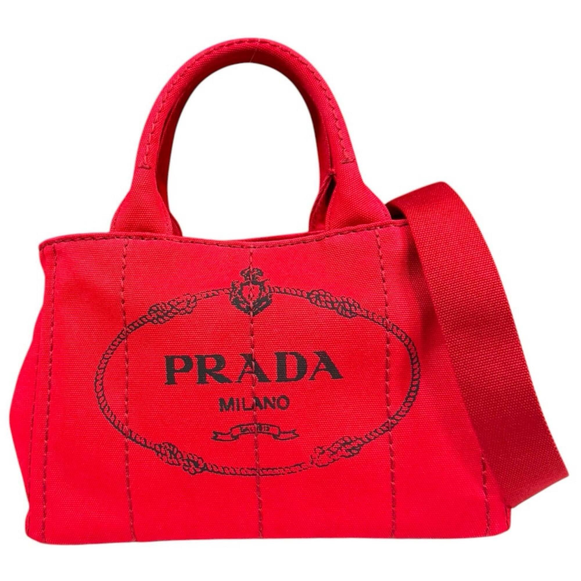 Prada Prada Canapa Tote SS Shoulder Bag, Canvas B2439G Red, Women's, PRADA 2-way Size ONE SIZE - 1 Thumbnail