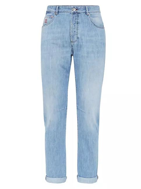 image of Brunello Cucinelli O1W1Db10424 Denim Pants In Open Blue, Men's (Size 28)