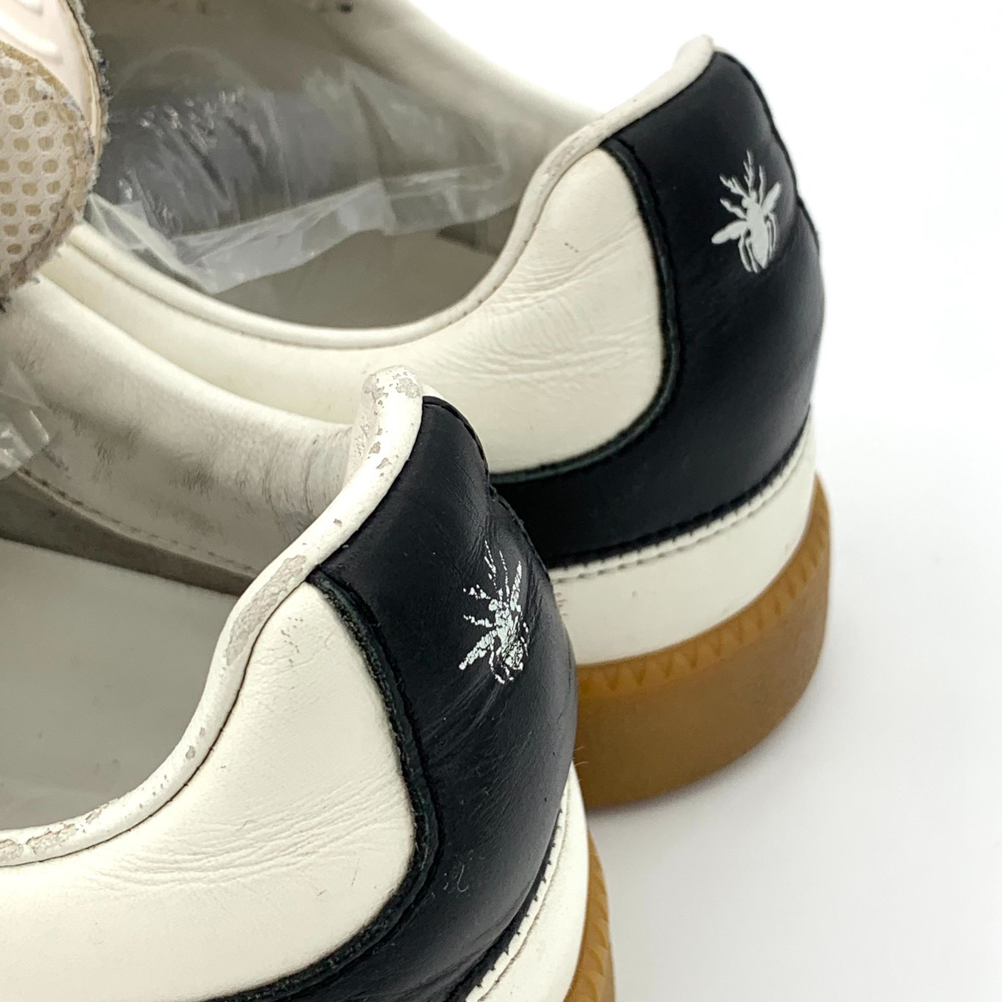 Dior Mens White & Black Lace-Up Sneakers With Bee Print Size