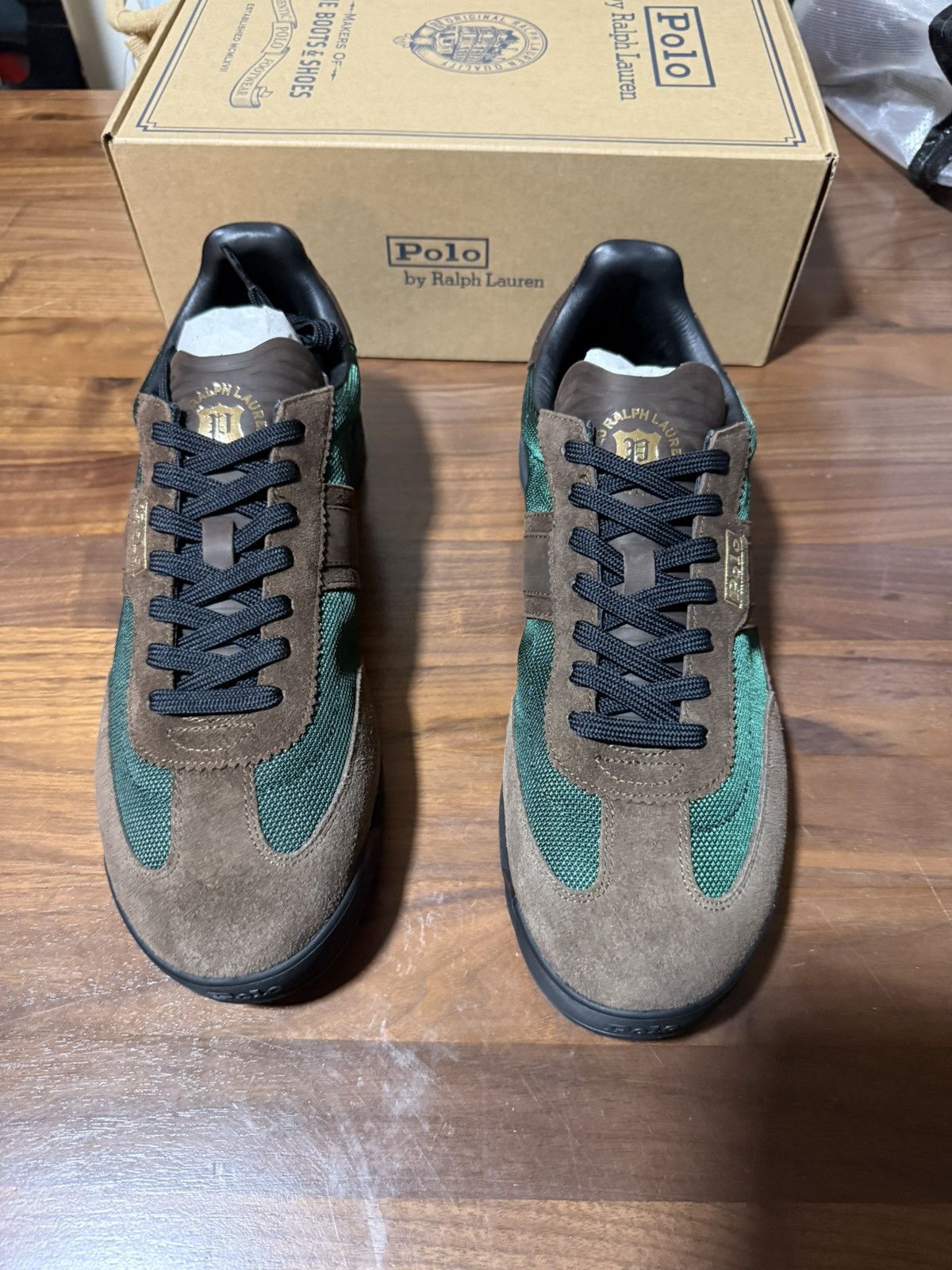 Polo Ralph Lauren Polo Ralph Lauren Varick Suede-Paneled Sneaker Brown Green Size US 11 / EU 44 - 4 Thumbnail
