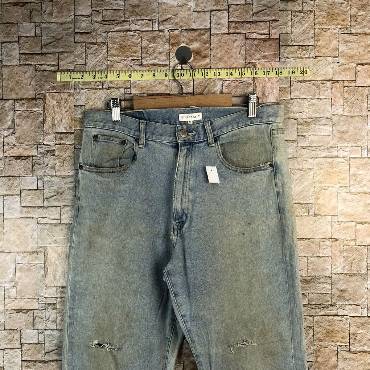 Japanese Brand Style Basic Blue Distressed vintage Denim Pants #A963 Size US 32 / EU 48 - 4 Thumbnail