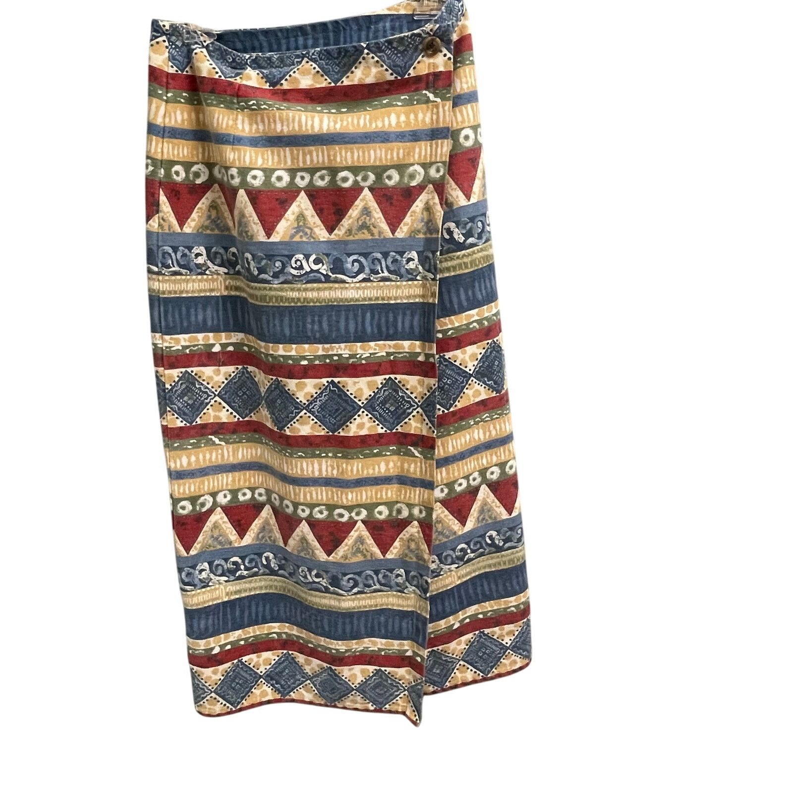 Vintage Vivoldi Jeanswear 10 Aztec Southwestern Wrap Skirt Vintage Size 32" / US 10 / IT 46 - 1 Thumbnail