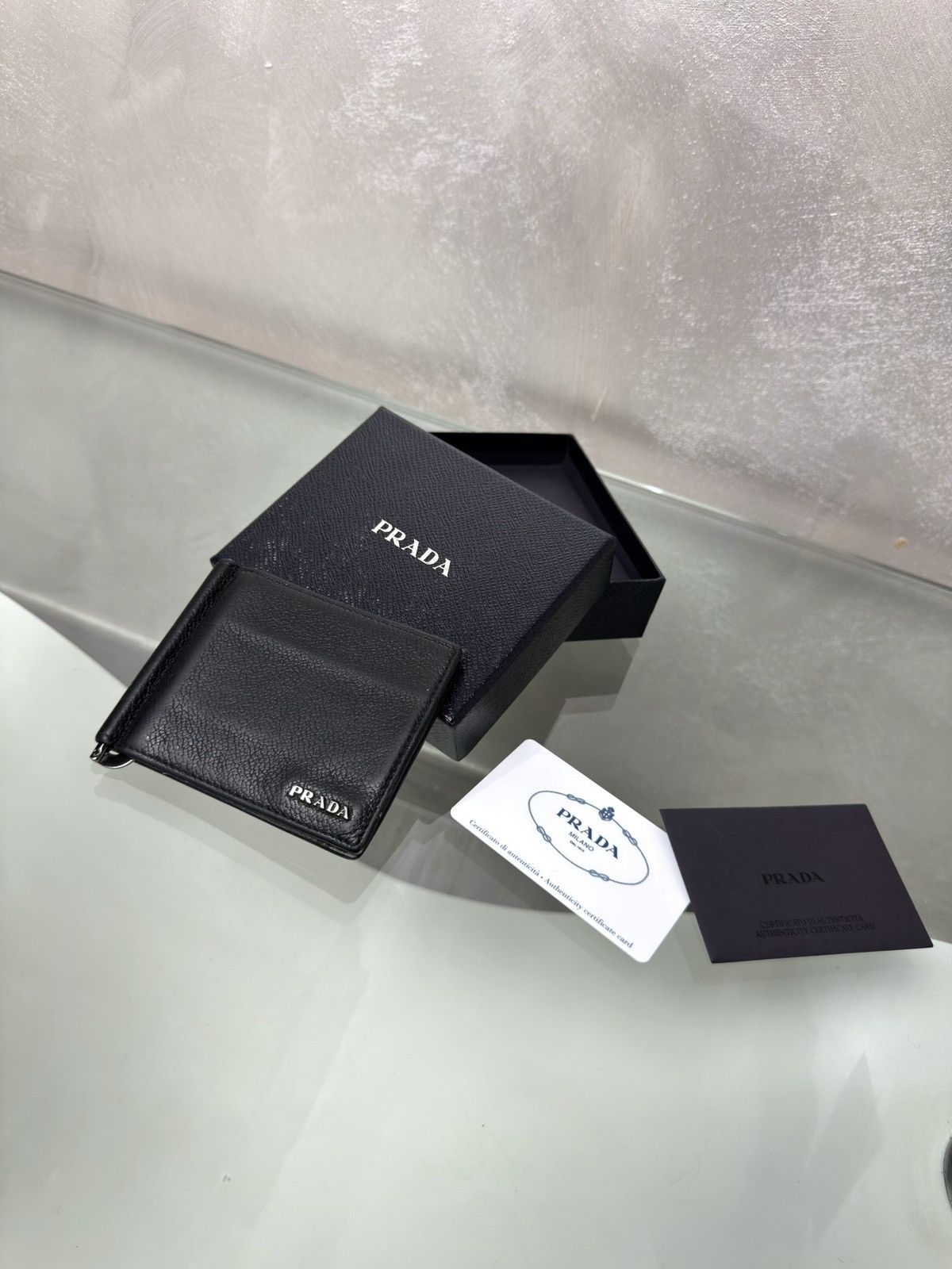 Prada Prada Saffiano Leather Wallet-Black Size ONE SIZE - 2 Thumbnail