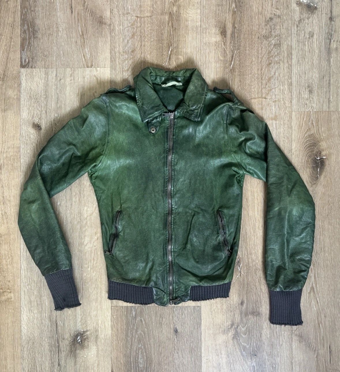 Giorgio Brato Giorgio Brato Organic Green Leather Jacket Italy Size 42 / S Size M / US 6-8 / IT 42-44 - 1 Thumbnail