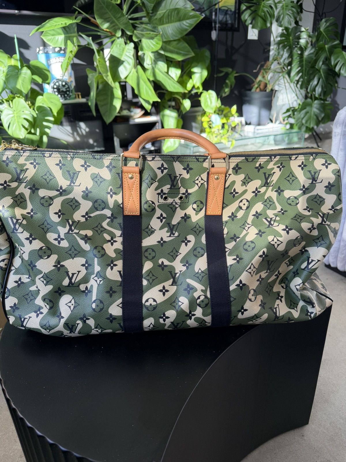 Louis Vuitton × Takashi Murakami Louis Vuitton Camo Murakami Keepall 55 Size ONE SIZE - 3 Thumbnail