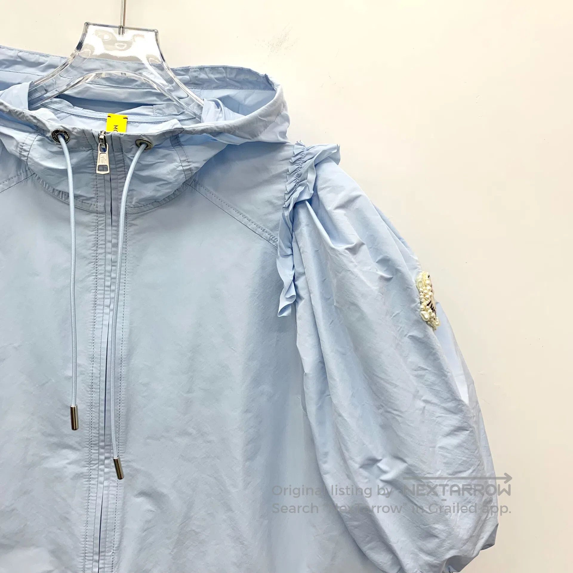 Moncler Moncler Light Blue Logo Diamond Embellished Hooded Drawstr Size US S / EU 44-46 / 1 - 3 Thumbnail