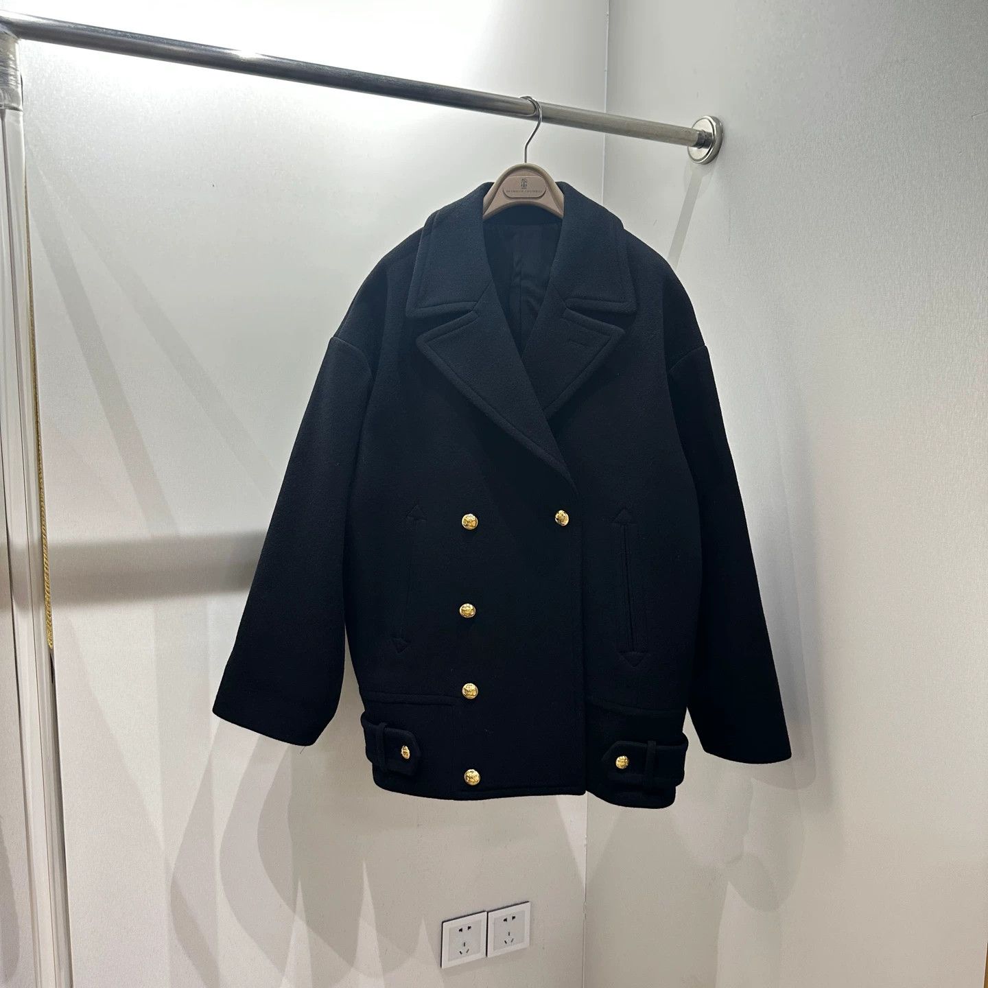 Celine Celine apr178 Black Wool Double - Breasted Coat 36 Size XS / US 0-2 / IT 36-38 - 1 Thumbnail