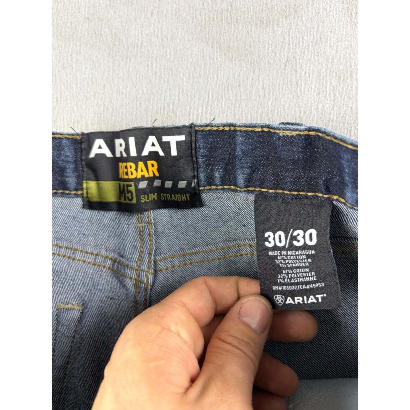 Ariat Ariat Jeans Slim Straight Blue Denim M5 Rebar Men 30x30 28x28 Waist 28 In Regular Slim Fit Zip Button Cotton Jeans Mens Size US 30 / EU 46 - 5 Thumbnail