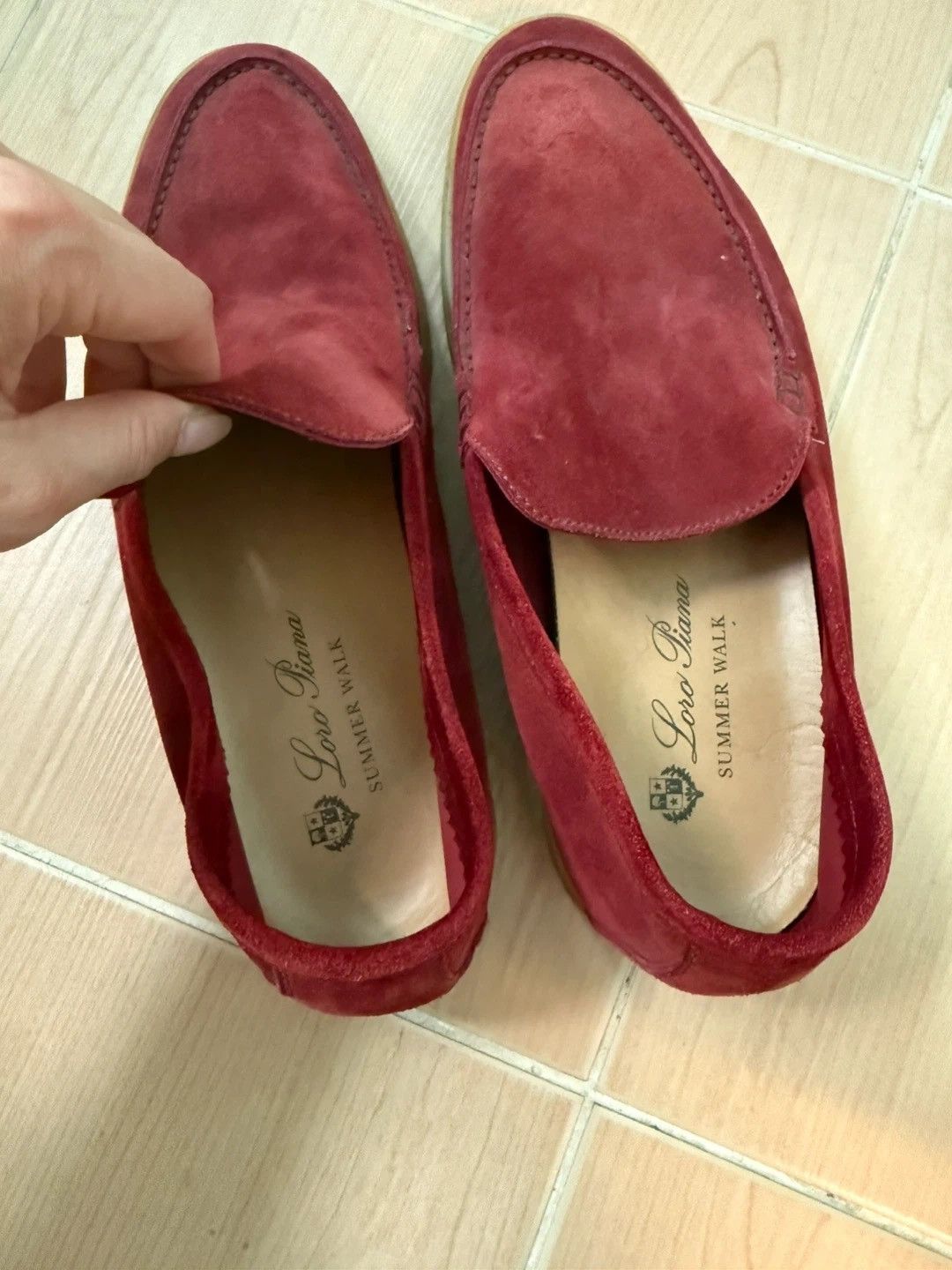 Loro Piana Loro Piana Summer Walk Suede Loafers / Red / IT 41 Size US 8 / EU 41 - 3 Thumbnail