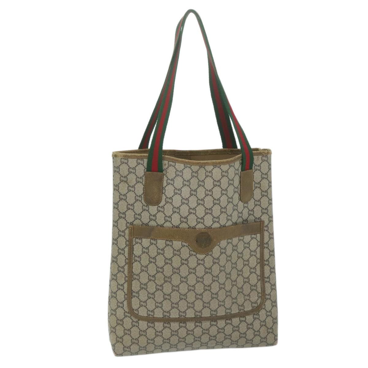 Gucci GUCCI GG Plus Supreme Web Sherry Line Tote Bag Beige Red Size ONE SIZE - 1 Thumbnail