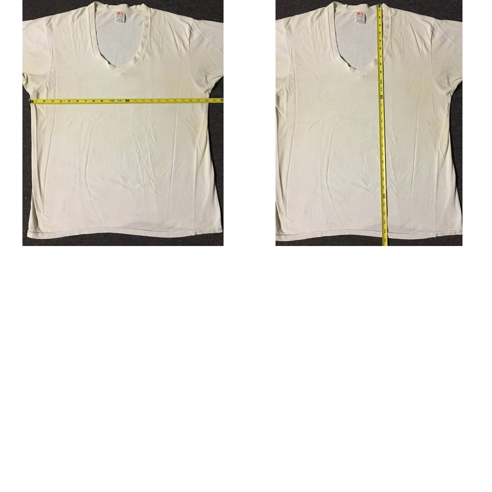 Hanes VINTAGE Hanes T-Shirt L White Distressed V-Neck 90s Grunge Punk Bike Surf Skate Mens Size US L / EU 52-54 / 3 - 10 Thumbnail
