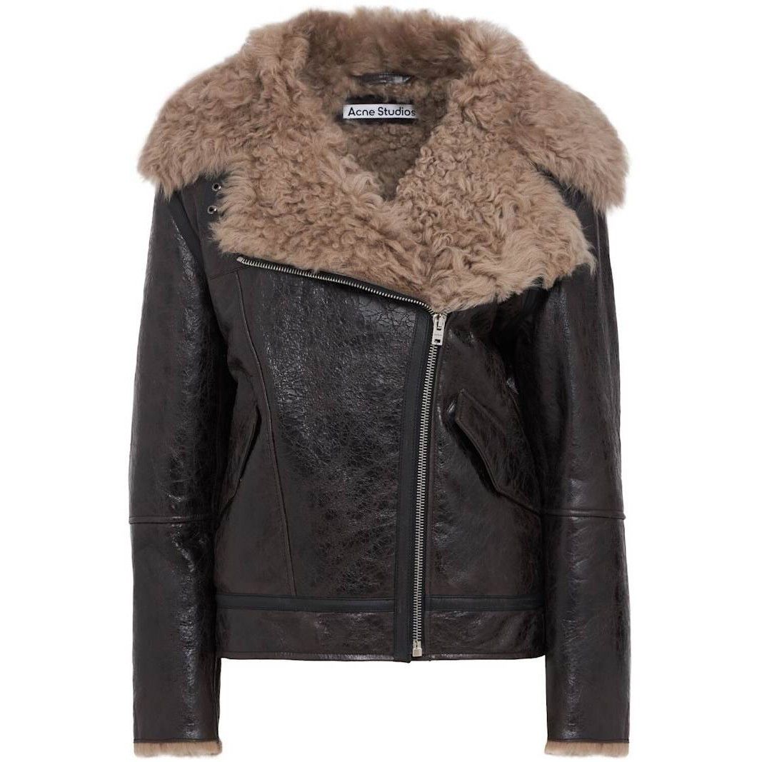 Acne Studios ACNE STUDIOS Luxy Dark Gray Shearling Jacket New & Authentic Size XS / US 0-2 / IT 36-38 - 1 Preview