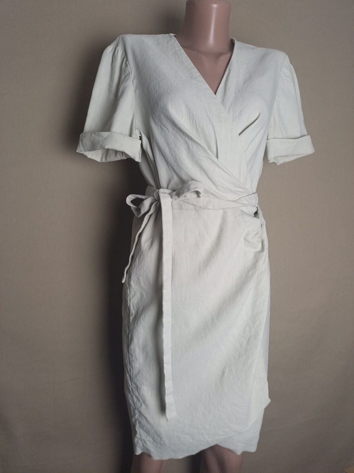 Isabel Marant × Isabel Marant Etoile Isabel Marant Etoile Beige Ivory Linen Blend Wrap on Dress Size S / US 4 / IT 40 - 5 Thumbnail