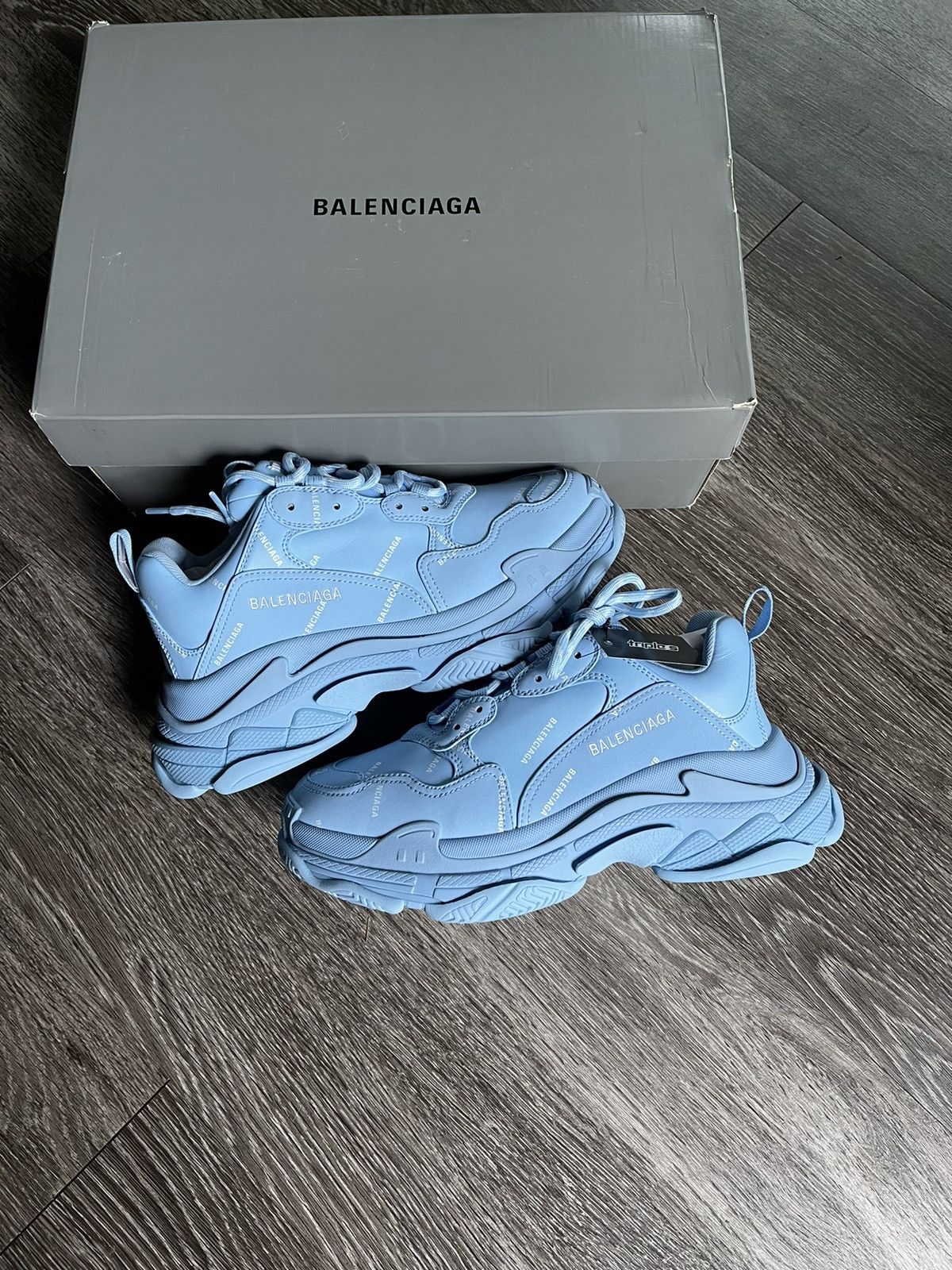 image of Balenciaga New Triple S Light Baby Blue Sneaker, Men's (Size 9)