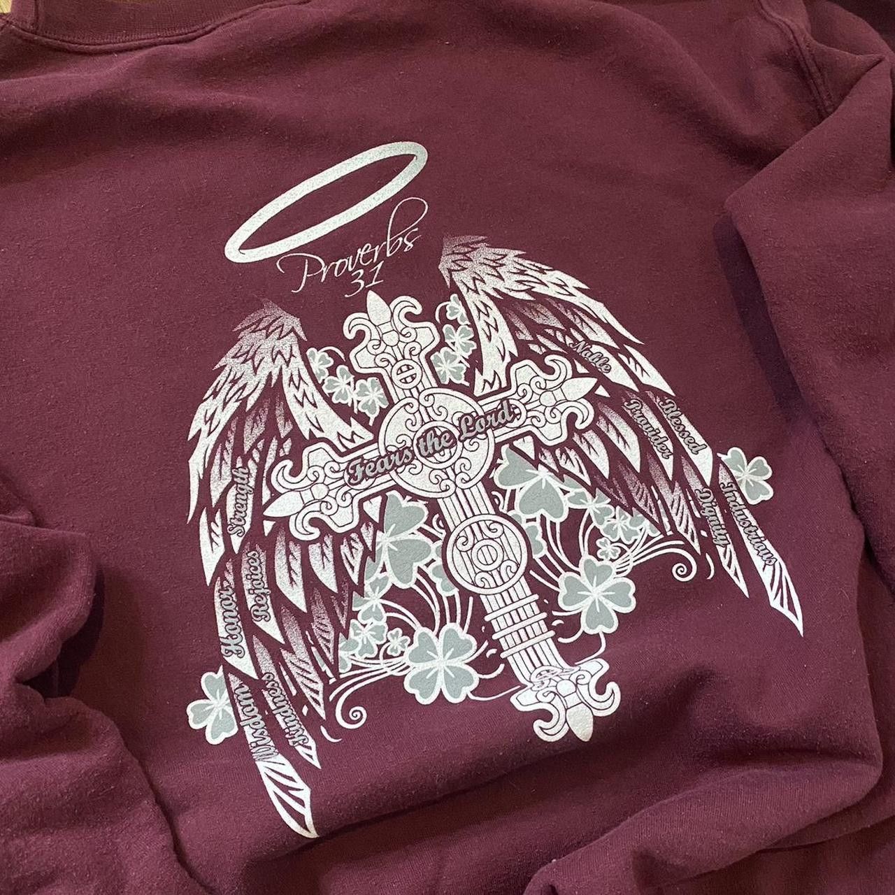 Gildan Burgundy Gods Angels Feat of lord crewneck Size US L / EU 52-54 / 3 - 4 Thumbnail