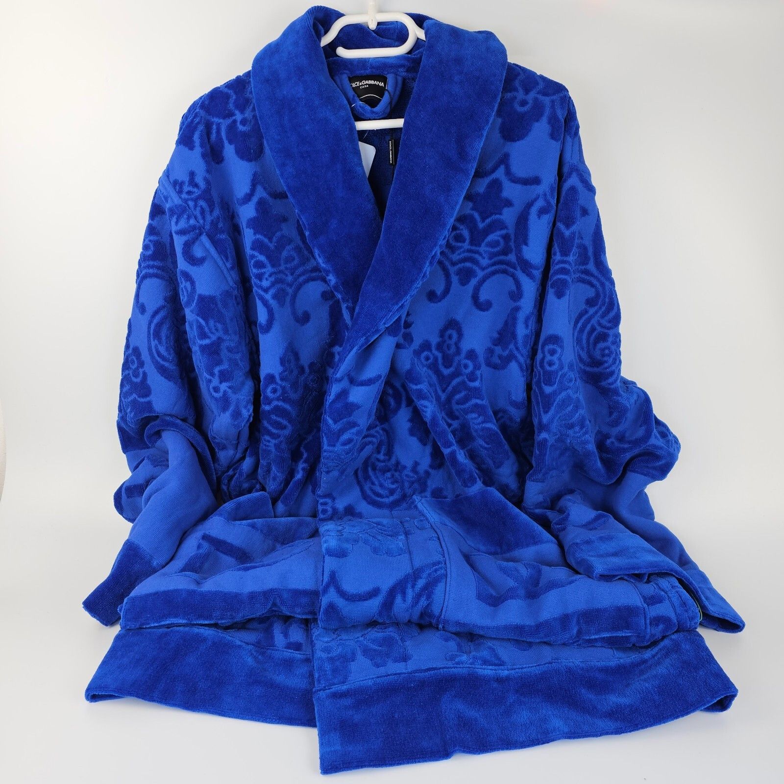 DOLCE&GABBANA Blue Unisex Terry Cotton Bath Robe New (Euro S