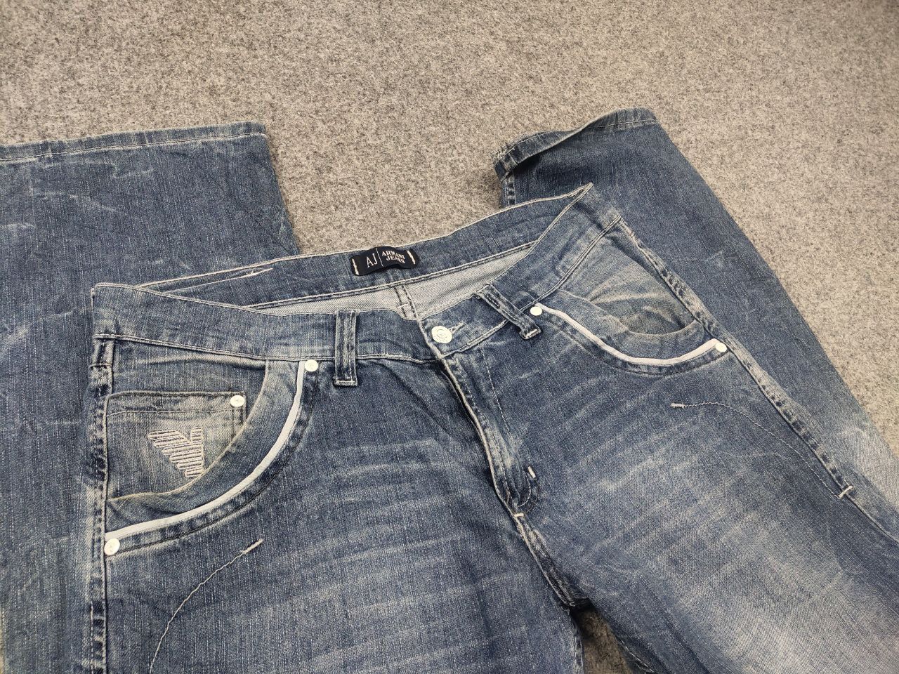 Emporio Armani Vintage Y2K Emporio Armani Embroidered logo Denim Jeans Size US 33 - 9 Thumbnail