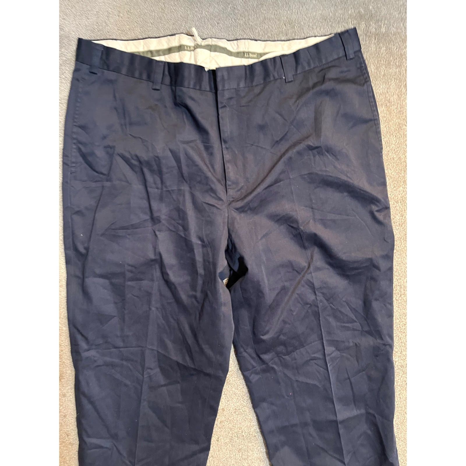 Vintage L.L. Bean Pants Mens 38x32 Classic Flat Front Navy Blue Khakis Style 212330 0WV55 Regular Front Pants Mens Size US 38 / EU 54 - 2 Thumbnail