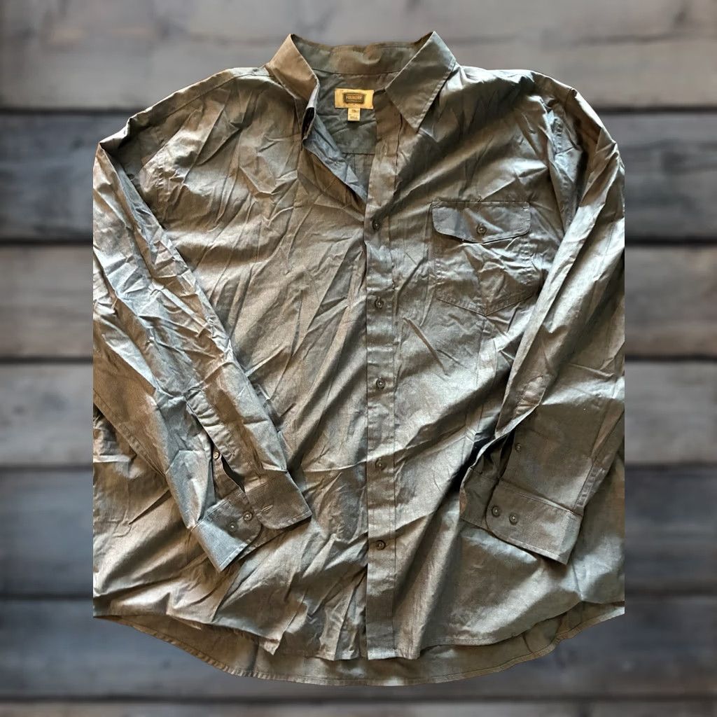 Vintage Foundry Shirt Mens 3XL Button-Up Long Sleeve Button-Down Collar Gray with Pocket Size US XXL / EU 58 / 5 - 1 Thumbnail
