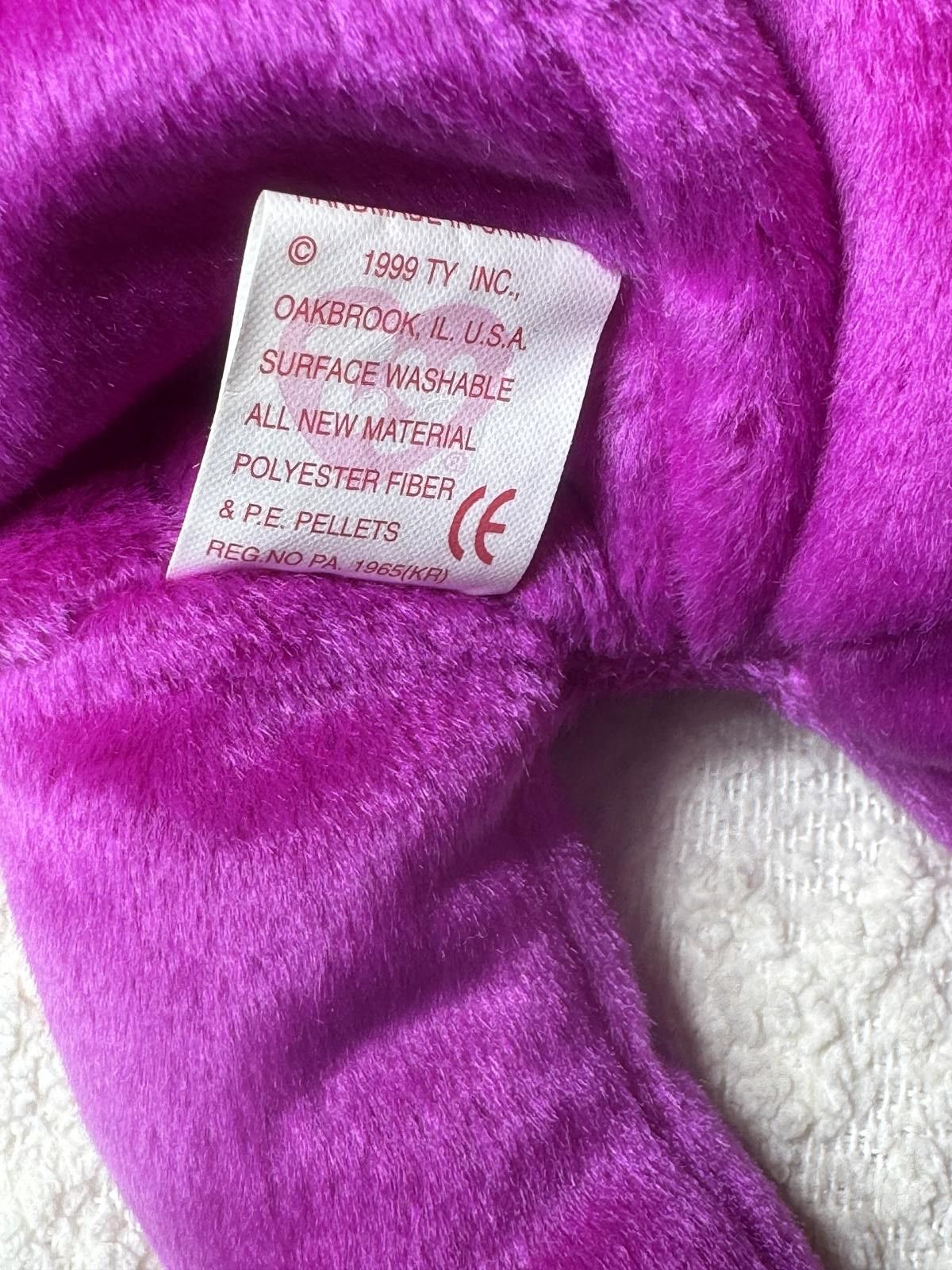 Designer Ty Millennium Beanie Baby Purple Bear Plush Toy Size ONE SIZE - 7 Thumbnail