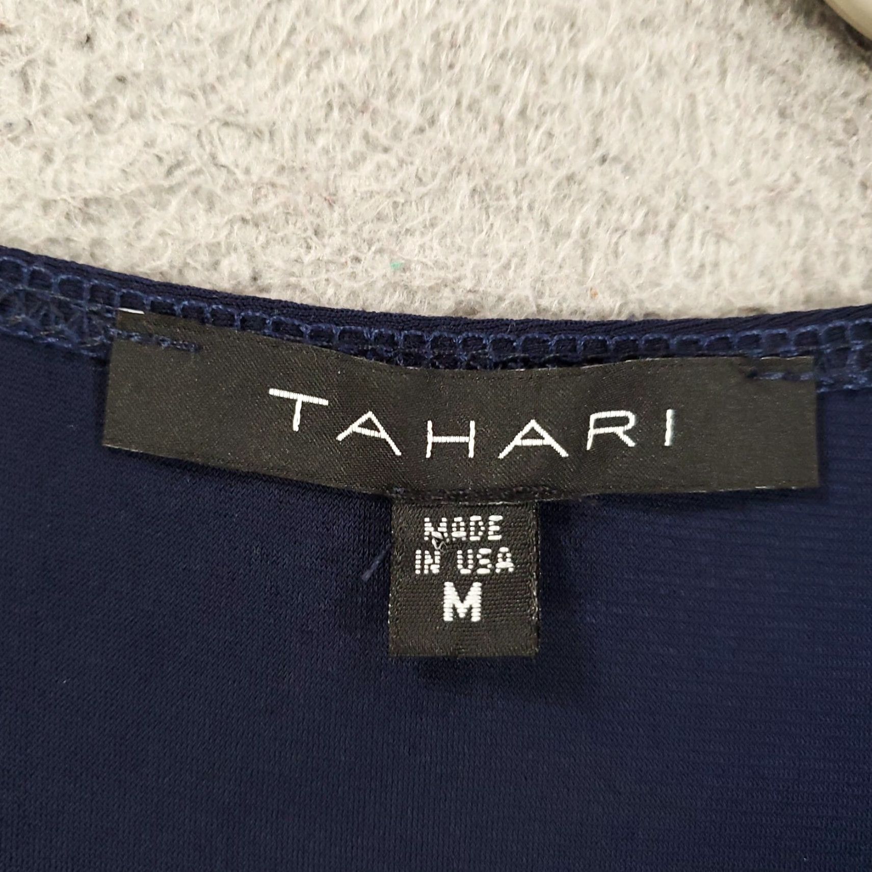 Vintage Tahari Blue Polyester Spandex Dress Wrap A-Line Fit & Flare Womens Medium Dress Tahari Size M / US 6-8 / IT 42-44 - 5 Thumbnail