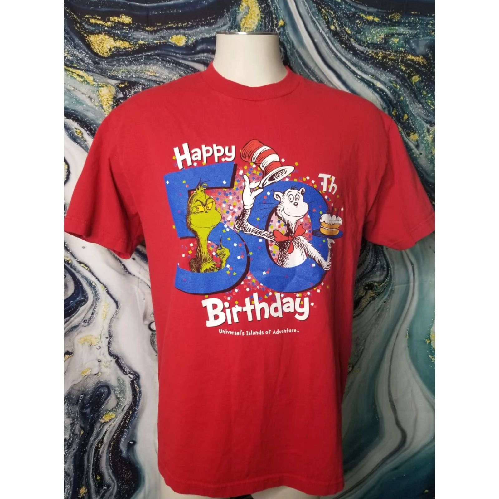Vintage VINTAGE Universal Studios Islands of Adventure Cat in the Hat T Shirt Mens L Double-Sided Red 90s Theme Boys? Size US L / EU 52-54 / 3 - 2 Thumbnail