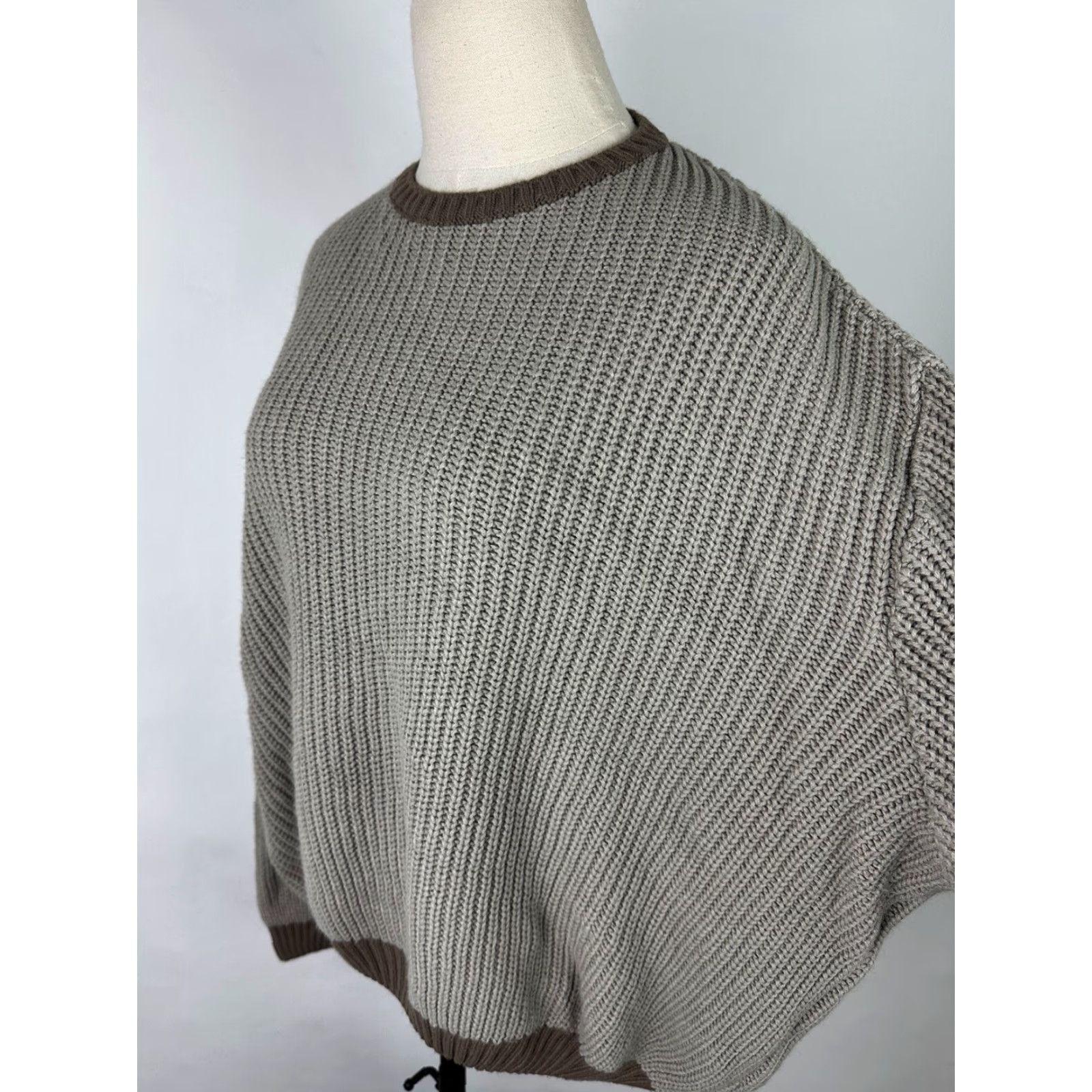 Asos VINTAGE ASOS Sweater Women's Medium Relaxed Beige Knit Acrylic Crew Neck Pullover Knit Solid 90s Grunge Bohemian Casual Mens Womens Size M / US 6-8 / IT 42-44 - 6 Thumbnail