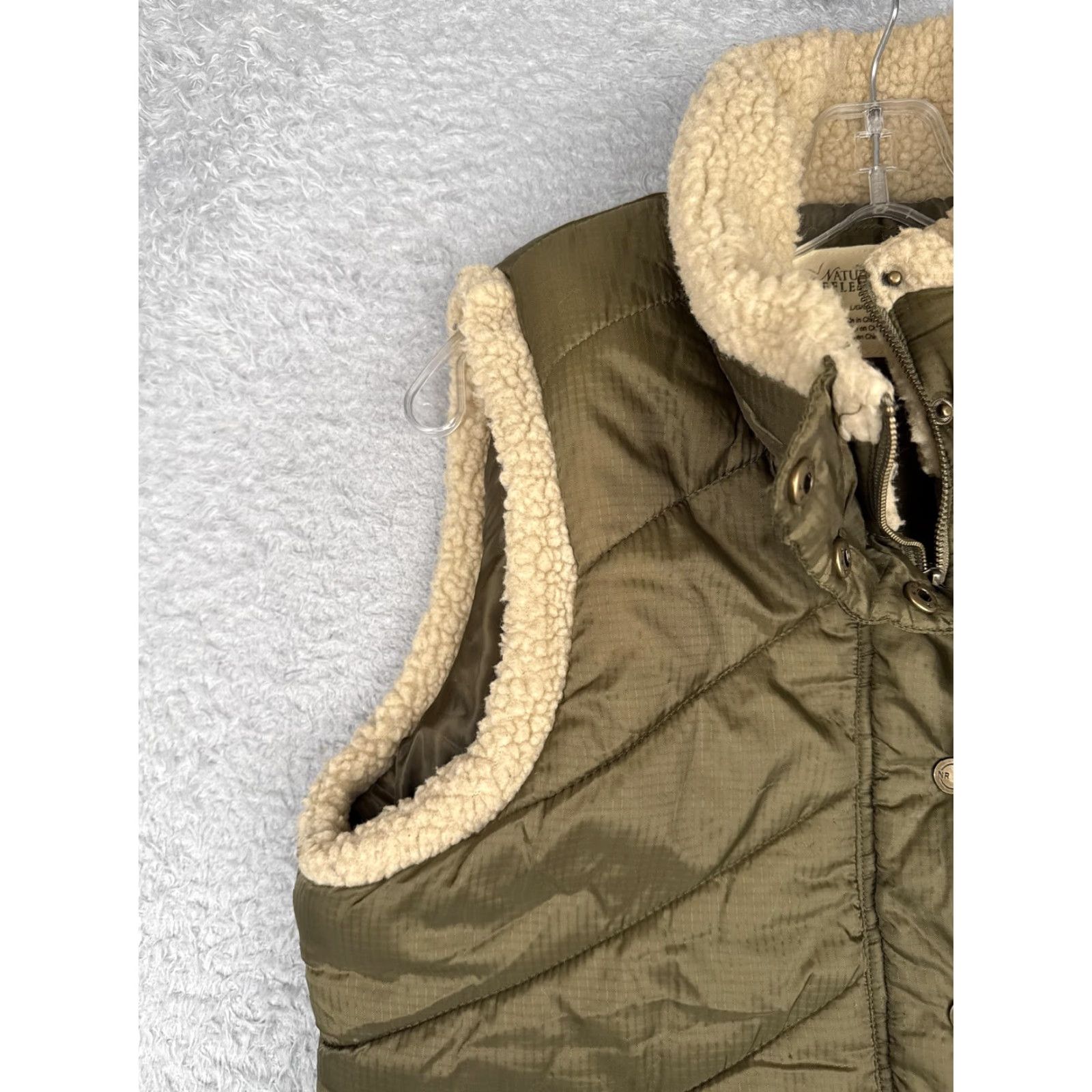 Vintage Natural Reflections Vest Women Large Green Sherpa Lined Quilted Puffer Warm Poly Womens Size L / US 10 / IT 46 - 6 Thumbnail