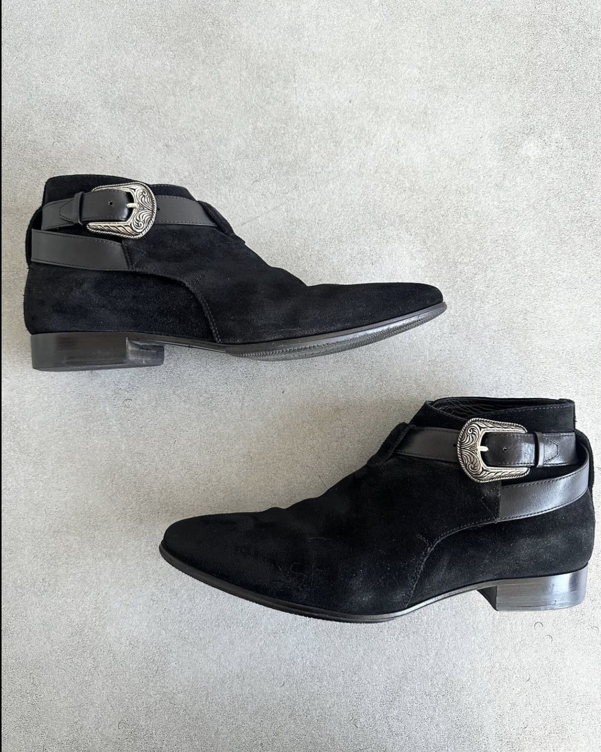 Saint Laurent Paris Black Suede Jodpur Western Buckle Boots Size US 7.5 / EU 40-41 - 4 Thumbnail