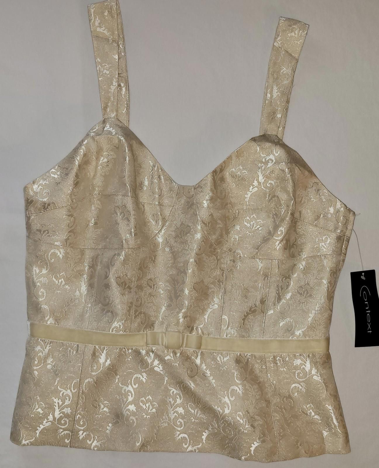 Designer CONTEXT size 10 cream sleeveless top with side zipper NWT Size L / US 10 / IT 46 - 2 Thumbnail