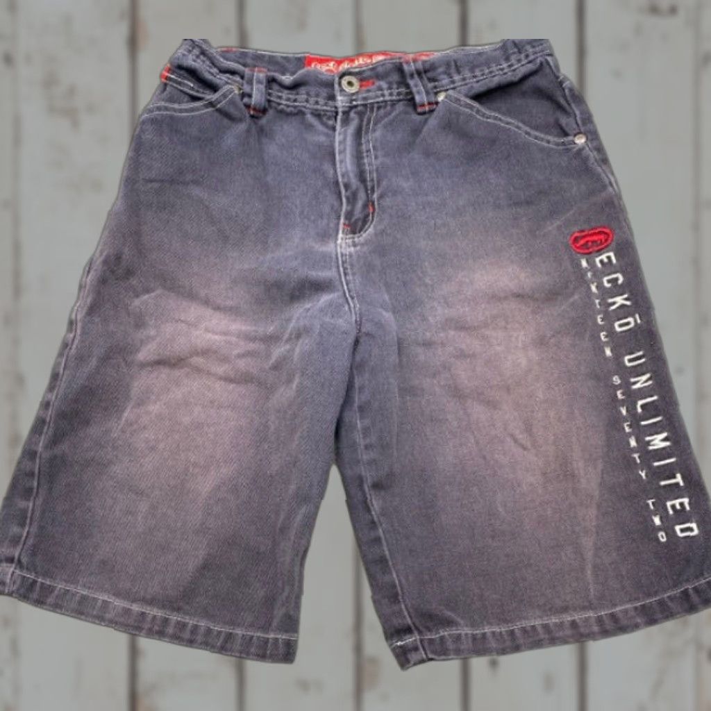Ecko Unltd. VINTAGE Ecko Unltd. Shorts Women 26x11 Blue Denim Embroidered 90s City Grunge Shorts Womens 26 in inseam 11 in 21 in length Size 26" / US 2 / IT 38 - 1 Thumbnail