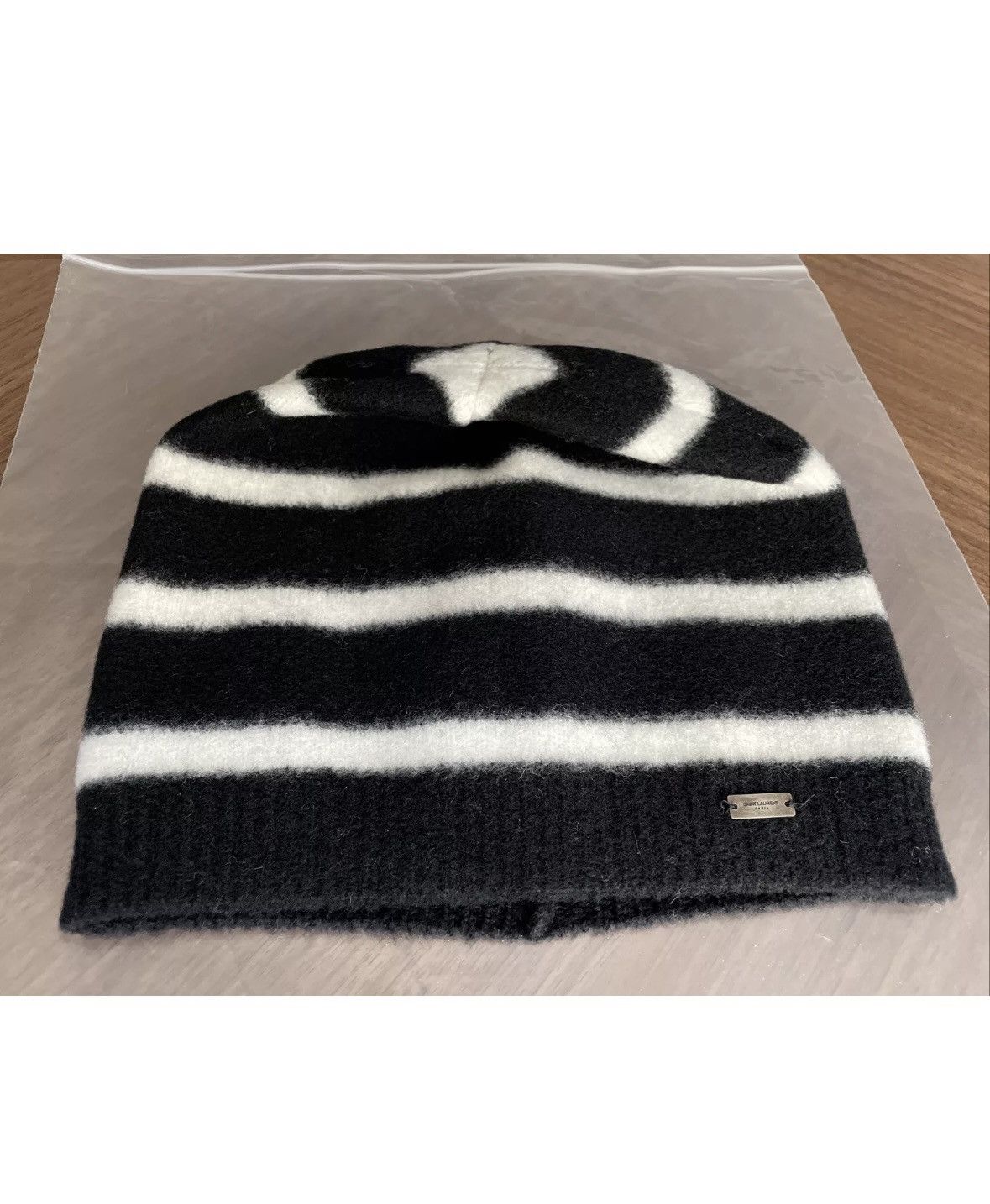 Saint Laurent Paris SAINT LAURENT Black & White Sailor Stripes Beanie Size ONE SIZE - 4 Thumbnail