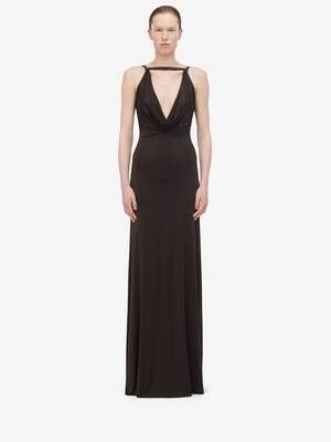 Alexander McQueen o1srvl11e0326 Cowl Neck Evening Dress in Brown Size XL / US 12-14 / IT 48-50 - 1 Preview