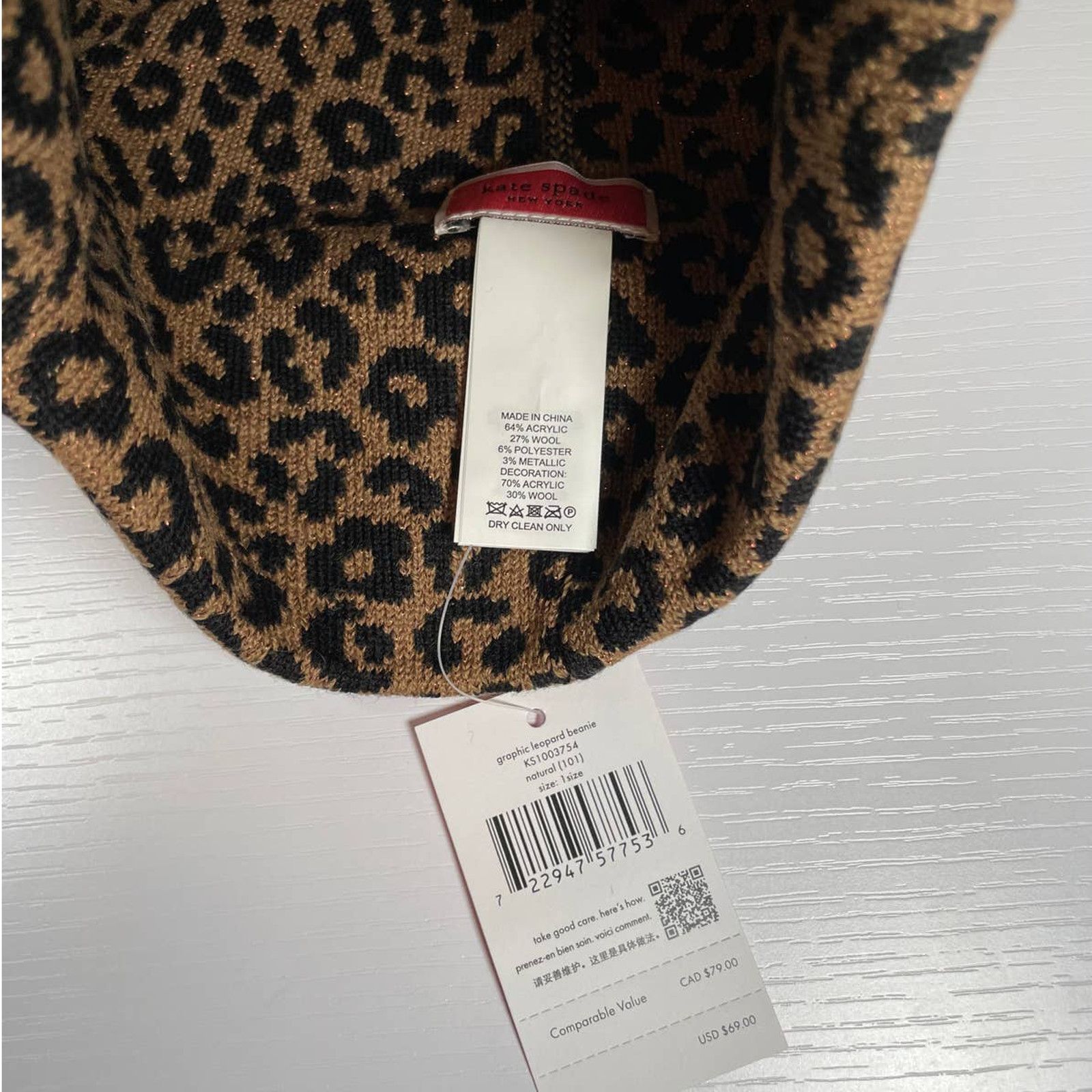 Kate Spade Kate Spade Leopard Print Beanie Size ONE SIZE - 2 Thumbnail