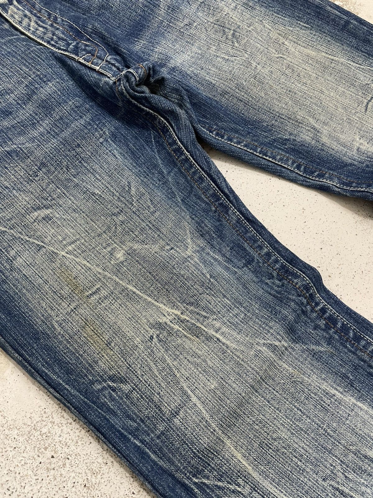 If Six Was Nine Raw Muddy Lightning Whisker Hard Stiching Buckle Back Denim Size US 30 / EU 46 - 9 Thumbnail
